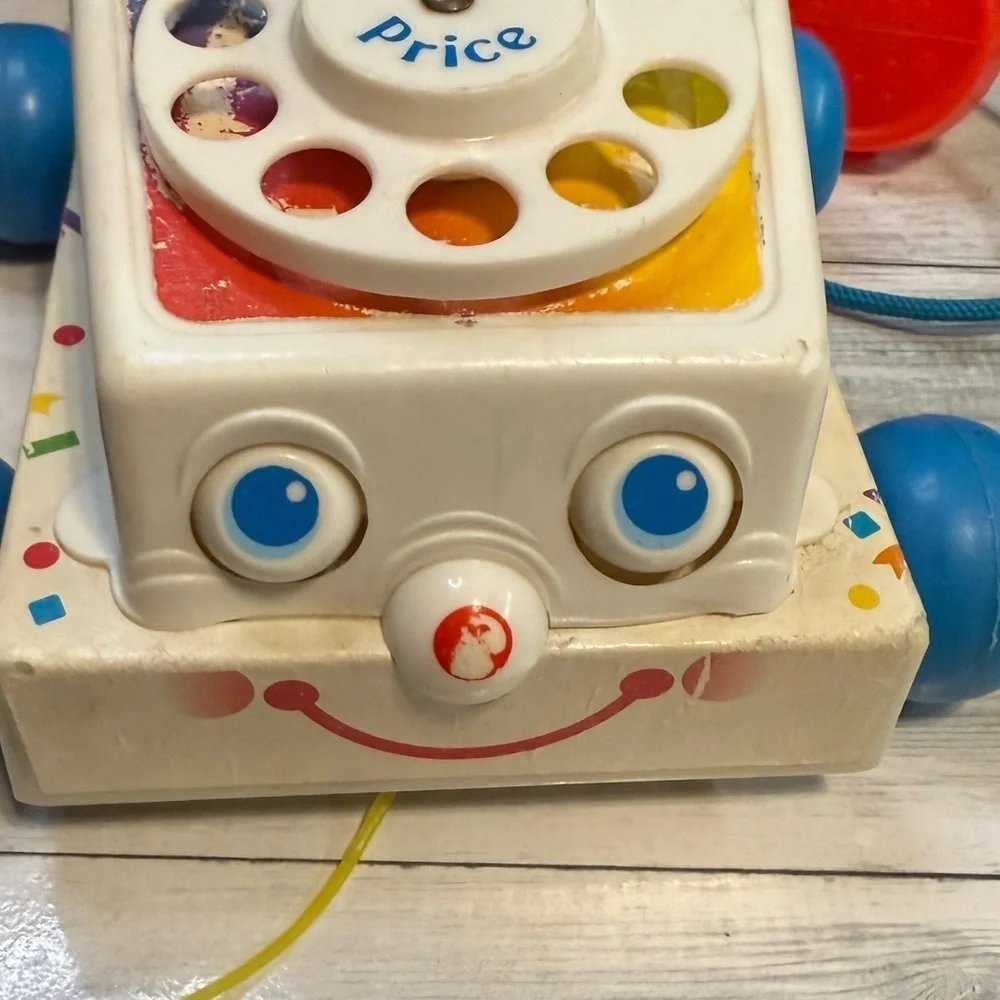 Vintage Fisher-Price Colorful Chatter Phone Toy - Red and Blue 1961